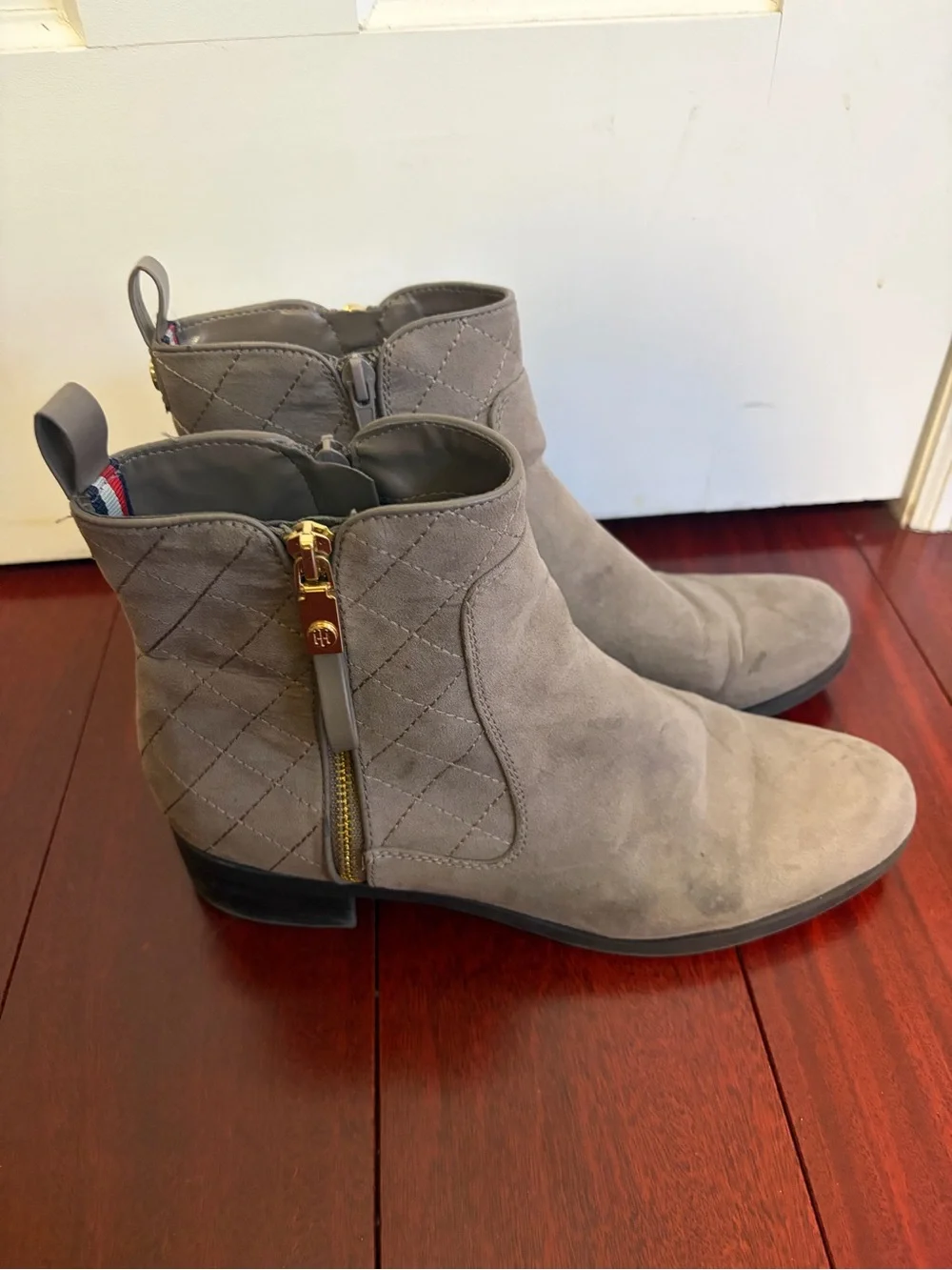 Women's Taupe Quilted Ankle Boots - Suede Look